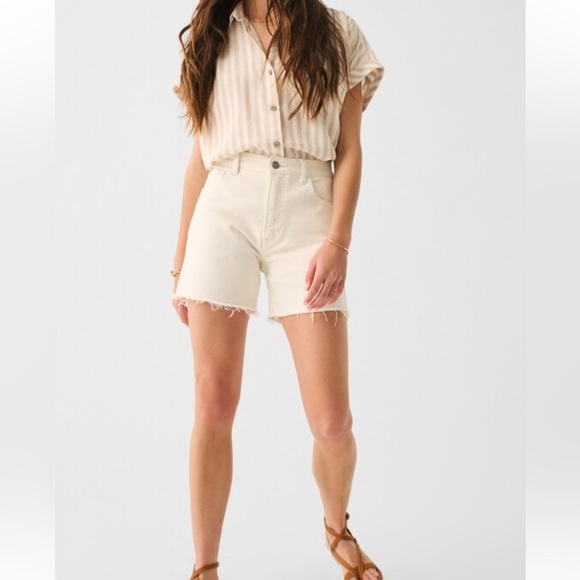 Faherty Sunwashed Denim Jean Short white cotton longer modest 32 - Picture 14 of 14